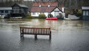 The flooded towpath in Henley-on-Thames, Oxfordshire.
