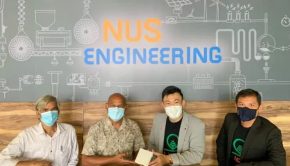 Senior Research Fellow Dr Subramanian Sundarrajan & Professor Seeram Ramakrishna from NUS with Life3 Biotech CEO Mr Ricky Lin and Mr Theng De Sheng