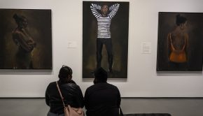 Visitors look at paintings by female artist Lynette-Boakye at the Baltimore Museum of Art on January 15, 2020 in Baltimore, Maryland, the US. Photo: AFP