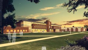 A digital rendering shows the tentative design of the Southern Regional Technology Center planned to be constructed at the Columbia State Community College campus in Maury County.