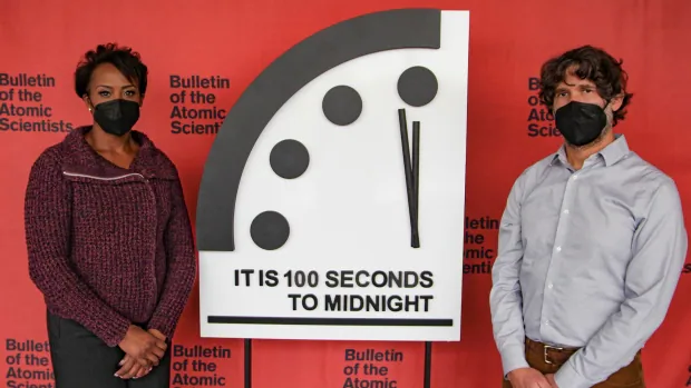 Doomsday Clock remains at 100 seconds to midnight amid climate change, cybersecurity and pandemic