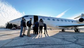 EMU students board a private jet on a visit to Gulfstream Aerospace Corp.