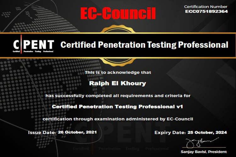 screenshot of Certified Penetration Testing Professional (CPENT)