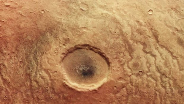 An 'open eye' crater on Mars in the Aonis Terra region