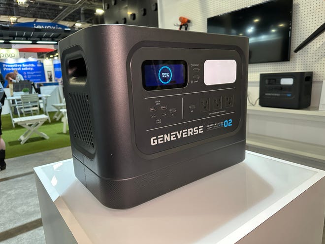 Geneverse HomePower Two Pro Solar Generator on display at CES 2023