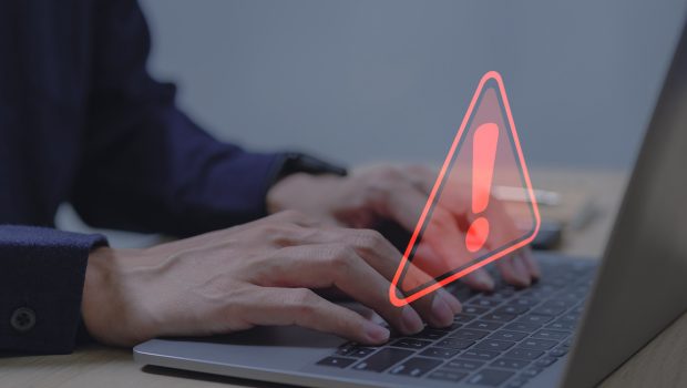 Warning alert system concept, system hacked on computer network, cybercrime and virus, Malicious software, compromised information, illegal connection, data breach cybersecurity vulnerability