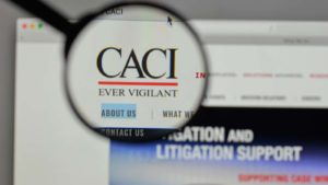 CACI International (CACI) website on a computer screen