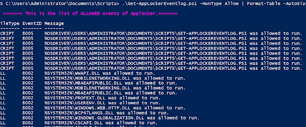 AppLockerEventlog - Script For Fetching Applocker Event Log By Parsing The Win-Event Log