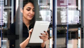 female it engineer in data center picture id1200539896