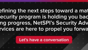 If defining the next steps toward a mature cybersecurity program is holding you back from making progress, NetSPI’s Security Advisory Services are here to propel you forward. Let’s have a conversation. 