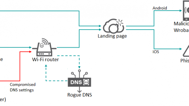 Infection flow with DNS hijacking