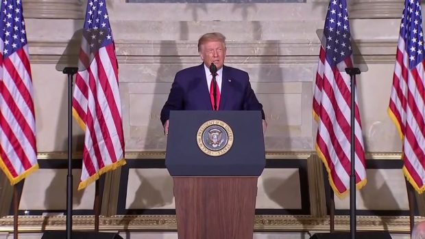 Donald Trump delivers remarks at White House History Conference