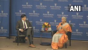 Finance Minister Nirmala Sitharaman speaks at John Hopkins university (Image: ANI)