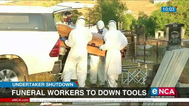 Funeral workers down tools