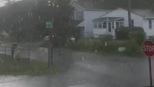 Heavy rain and hail pound down on Maryland