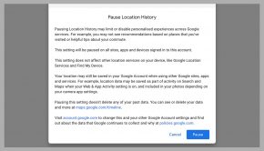 Screenshot of Google location sharing history