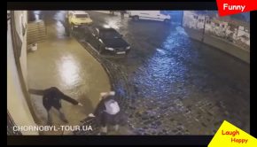 Humorous moment  Security camera catch women slip on ice