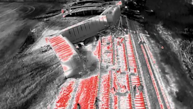 Infrared technology used after large train derailment in Lawrence