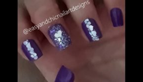 NAIL ART TUTORIAL -Glitter Purple Love Nail Art Design for Valentine's Day-Nail TUTORIAL-STEP by STEP