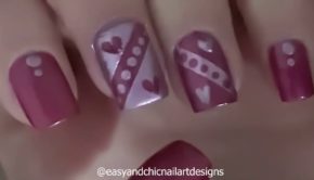 NAIL ART TUTORIAL -Pink Hearts and Dots for Valentine's Day-Nail Art TUTORIAL-STEP by STEP