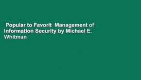 Popular to Favorit  Management of Information Security by Michael E. Whitman