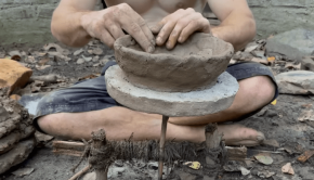 Primitive Technology makes a slow pottery wheel