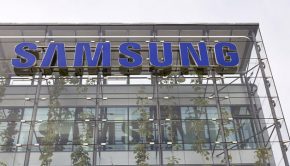 Samsung company logo on headquarters building