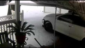 Snow Laden Carport Collapses and Falls on Car