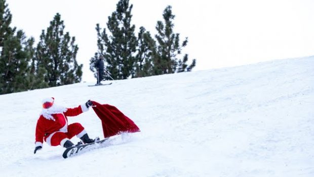 Snowboarding Santa shreds slopes at Snow Summit