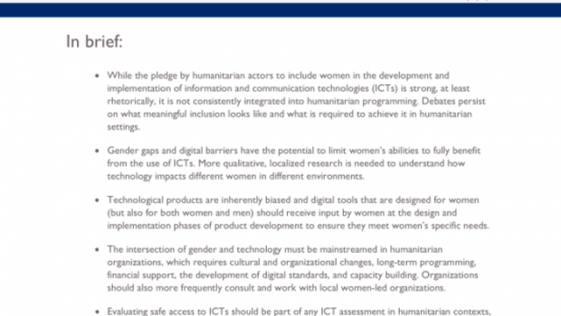 Technologies in Humanitarian Settings: Engagement and Inclusion of Women (December 2022) - World