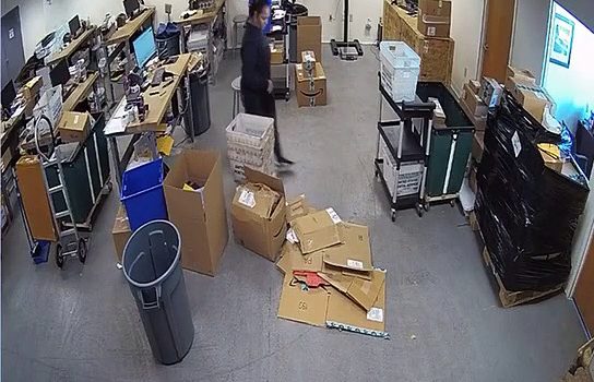 Workplace Fall Captured on Security Camera